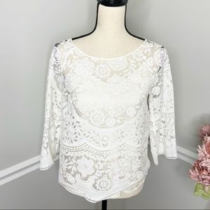 ANTHROPOLOGIE HD in Paris Lace Cream Top